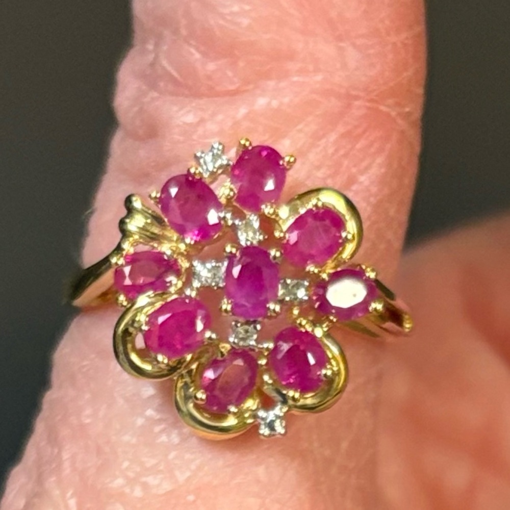 14kt solid gold Genuine Ruby with Diamonds